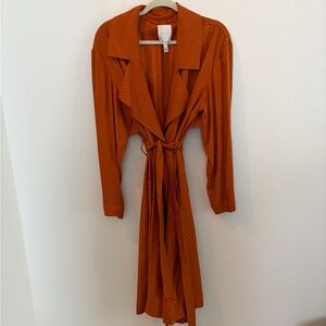 Leith Rust Orange Long-Sleeve Wrap Light Coat